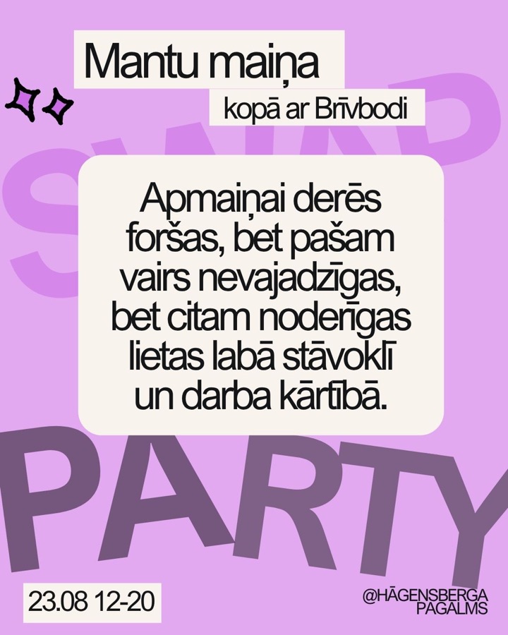 Swap Party poster: the programme