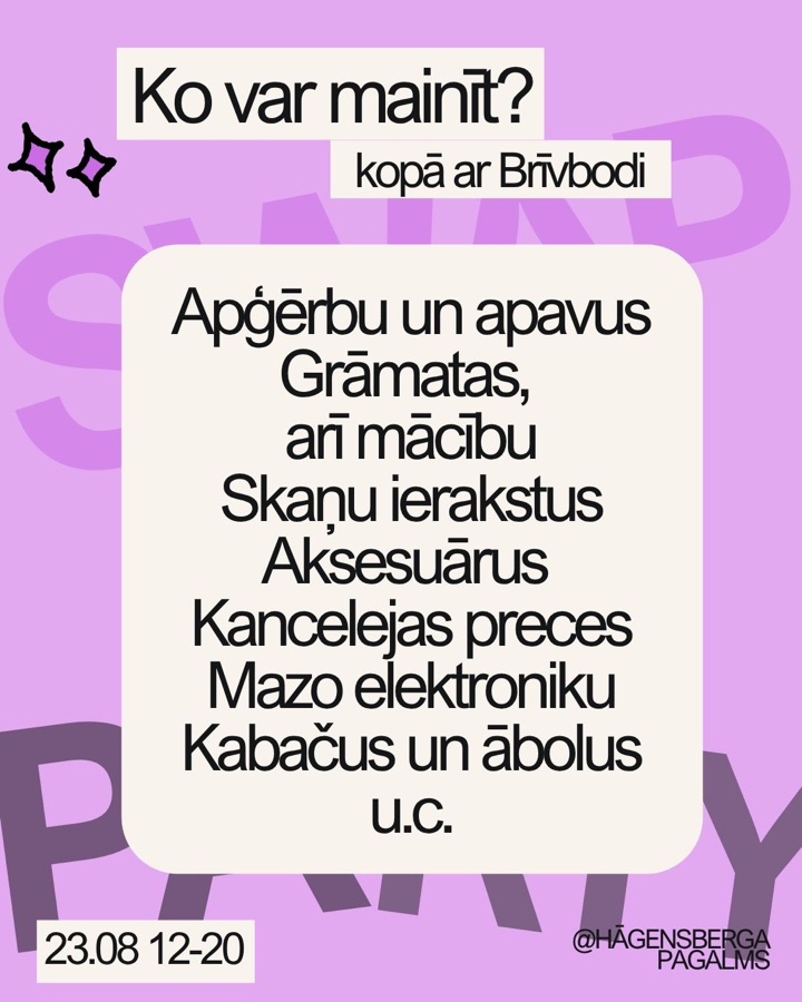 Swap Party poster: the swap with Brīvbode